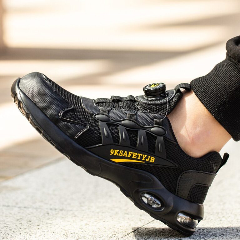 Botas de trabalho com fivela giratória Sapatos de segurança com biqueira de aço para homens Sapatos de segurança respiráveis Sapatos de marca indestrutíveis Sapatos de trabalho à prova de furos - Image 4