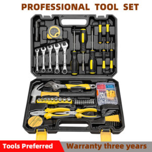 Kit de ferramentas completo, caixa de ferramentas para casa, conjunto de ferramentas de reparo automotivo com martelo, alicate, chave de fenda, soquete, caixa de ferramentas de trabalho mecânico