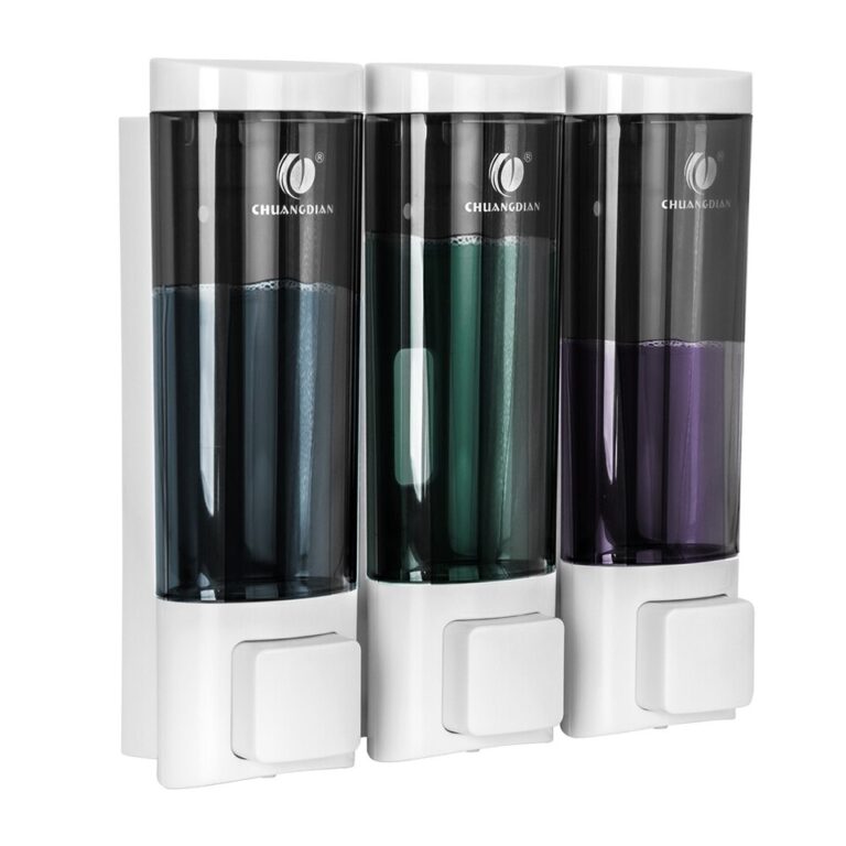 Dispensador de shampoo montado na parede triplo para banheiro chuveiro gel condicionador recipiente de loção transparente garrafa recarregável - Image 3