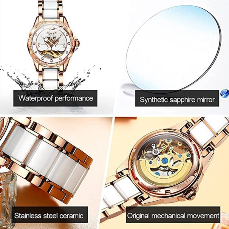 Relógio feminino mecânico de luxo Love Swan Design esqueleto elegante pulseira de cerâmica à prova d'água relógio de pulso feminino relógio de vestido para meninas - Image 9