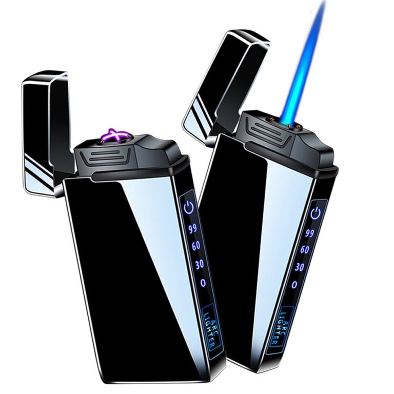3 em 1 Jato Isqueiro de Metal à Prova de Vento Sem Chamas Isqueiro Elétrico Exibição de Energia Carregamento USB Plasma Gás Butano Isqueiro com Lanterna - Image 22