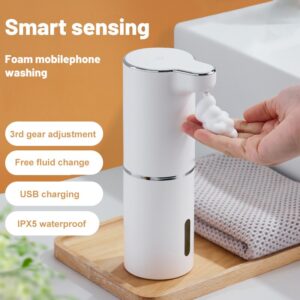 1pc branco 300ml dispensadores de sabão de espuma automático inteligente máquina de espuma infravermelho dispensador de sabão líquido bomba desinfetante para as mãos