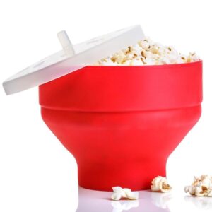 Tigela de pipoca de silicone Balde de pipoca dobrável para micro-ondas Balde de silicone criativo resistente a altas temperaturas com tampa