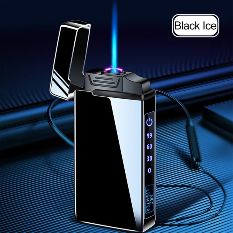 3 em 1 Jato Isqueiro de Metal à Prova de Vento Sem Chamas Isqueiro Elétrico Exibição de Energia Carregamento USB Plasma Gás Butano Isqueiro com Lanterna - Image 8