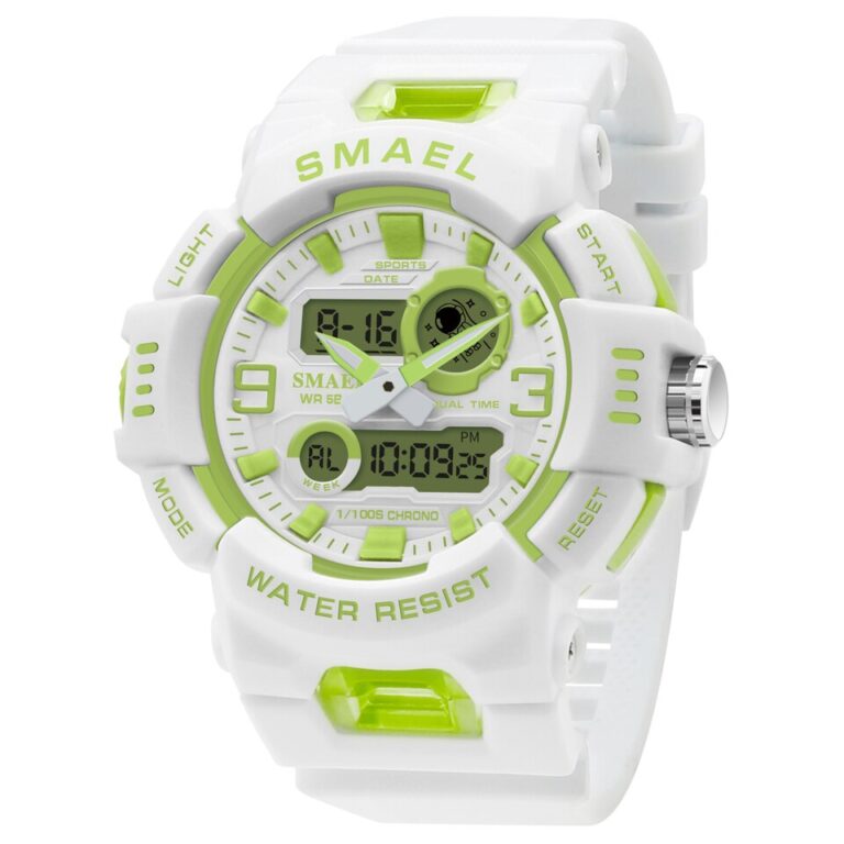 Relógio feminino Quartzo SMAEL Relógios esportivos 50M Relógios de pulso à prova d'água Dual Time Moda Relógio branco 8083 Relógios femininos Digital - Image 8