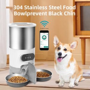 Alimentador inteligente para animais de estimação para cães e gatos Dispensador automático Tigela de aço inoxidável para cães e gatos com tempo de gravação Alimentação