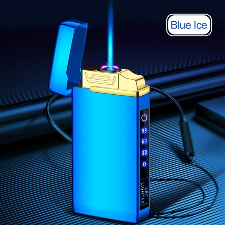3 em 1 Jato Isqueiro de Metal à Prova de Vento Sem Chamas Isqueiro Elétrico Exibição de Energia Carregamento USB Plasma Gás Butano Isqueiro com Lanterna - Image 17