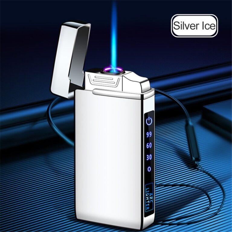 3 em 1 Jato Isqueiro de Metal à Prova de Vento Sem Chamas Isqueiro Elétrico Exibição de Energia Carregamento USB Plasma Gás Butano Isqueiro com Lanterna - Image 21