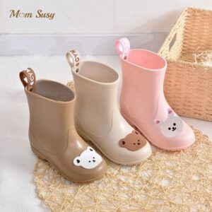 Bota de chuva para bebê menino menina desenhos animados infantil criança sapatos de borracha PVC à prova d'água bota de chuva sapatos de bebê de fundo macio 1-6 anos