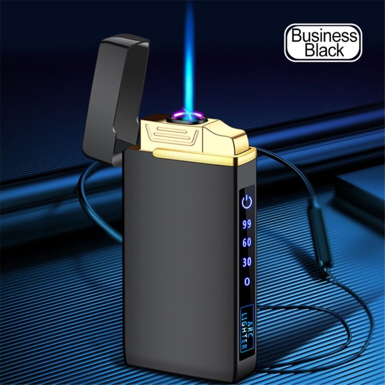 3 em 1 Jato Isqueiro de Metal à Prova de Vento Sem Chamas Isqueiro Elétrico Exibição de Energia Carregamento USB Plasma Gás Butano Isqueiro com Lanterna - Image 19