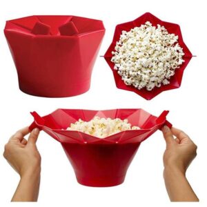 Microondas Silicone Pipoca Dobrável Vermelho Silicone Cozinha de Alta Qualidade Ferramentas Fáceis DIY Pipoca Balde Pipoca Fabricante Pipoca Microondas