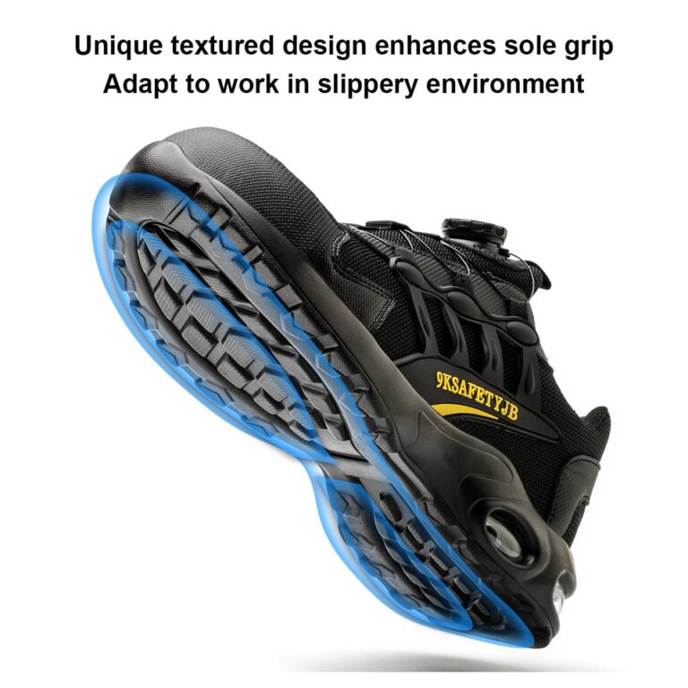 Botas de trabalho com fivela giratória Sapatos de segurança com biqueira de aço para homens Sapatos de segurança respiráveis Sapatos de marca indestrutíveis Sapatos de trabalho à prova de furos - Image 6