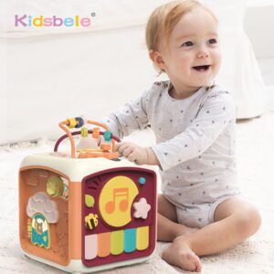 Brinquedos infantis cubo de atividade para bebês 7 em 1 classificador de formas educacionais brinquedo musical contas labirinto contando brinquedos de descoberta para crianças aprendendo