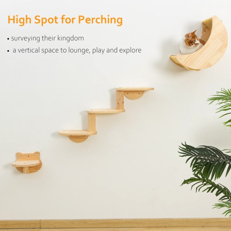 1pc Móveis de madeira para animais de estimação montados na parede Rede para gatos Cama de gatinho Prateleira de parede para gatos Poleiro de madeira para arranhar Árvore para gatos Brinquedo para animais de estimação - Image 9