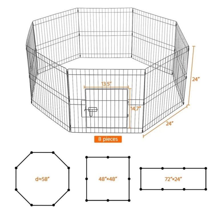 Cercadinho para cães com 8 painéis, metal, preto - Image 4