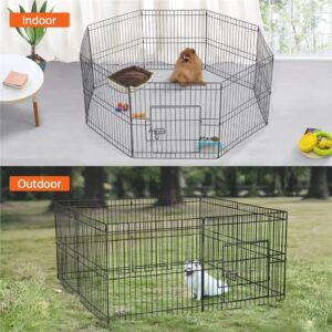 Cercadinho para cães com 8 painéis, metal, preto