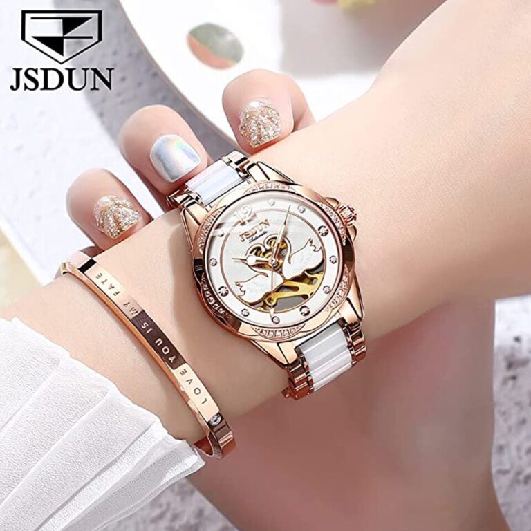 Relógio feminino mecânico de luxo Love Swan Design esqueleto elegante pulseira de cerâmica à prova d'água relógio de pulso feminino relógio de vestido para meninas - Image 5