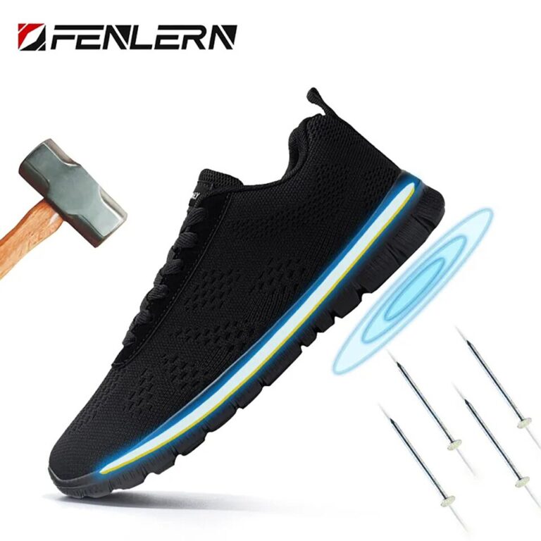 FENLERN Sapatos de Segurança Indestrutíveis Homens Sapatos de Aço Resistentes ao Deslizamento Tênis Femininos Leves Respiráveis Sapatos de Trabalho Masculinos