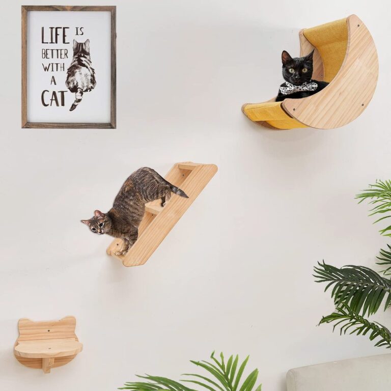 1pc Móveis de madeira para animais de estimação montados na parede Rede para gatos Cama de gatinho Prateleira de parede para gatos Poleiro de madeira para arranhar Árvore para gatos Brinquedo para animais de estimação - Image 6