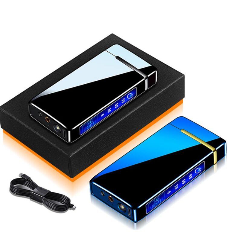 3 em 1 Jato Isqueiro de Metal à Prova de Vento Sem Chamas Isqueiro Elétrico Exibição de Energia Carregamento USB Plasma Gás Butano Isqueiro com Lanterna - Image 9