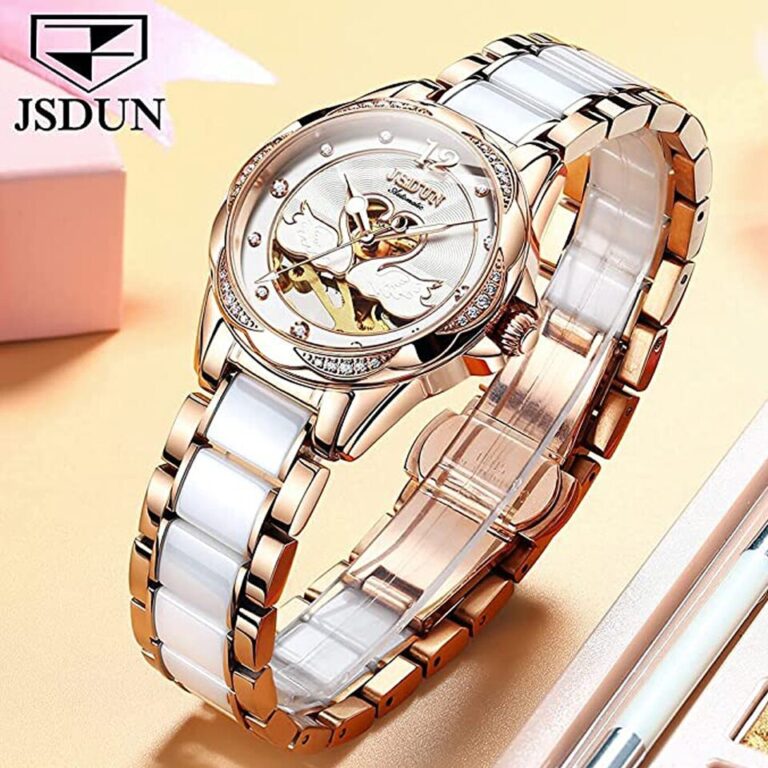 Relógio feminino mecânico de luxo Love Swan Design esqueleto elegante pulseira de cerâmica à prova d'água relógio de pulso feminino relógio de vestido para meninas - Image 4