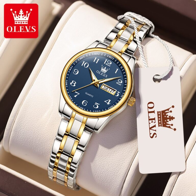OLEVS 5567 Relógio de quartzo com mostrador preto para mulheres, relógios de aço inoxidável à prova d'água, marca de luxo, moda, vestido feminino, relógio de pulso - Image 4