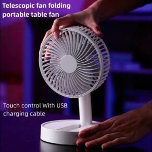 Ventilador de mesa Ventilador dobrável com 4 velocidades ＆ Temporização, 3600mAh Mini ventilador SB operado por bateria para quarto, piso ou exterior Ventilador de mesa de verão