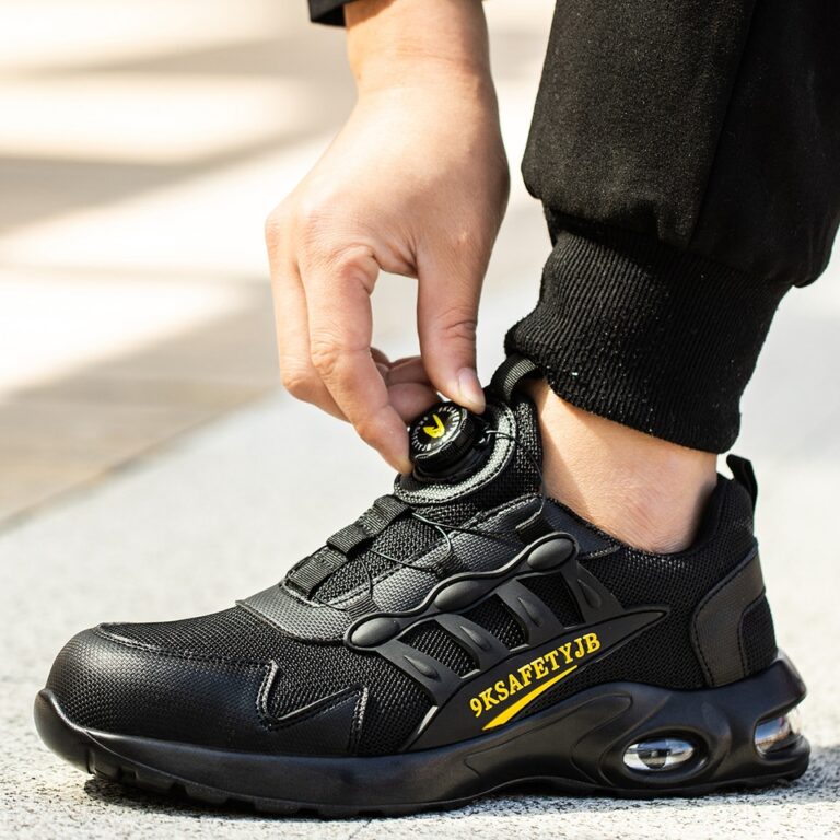 Botas de trabalho com fivela giratória Sapatos de segurança com biqueira de aço para homens Sapatos de segurança respiráveis Sapatos de marca indestrutíveis Sapatos de trabalho à prova de furos - Image 2