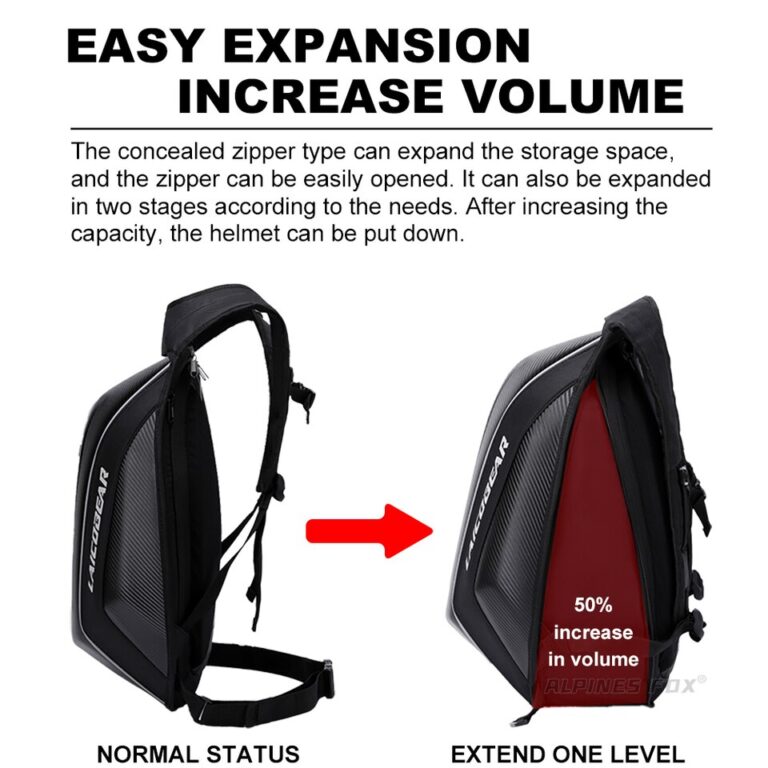 Mochila de carbono para motociclista, à prova d'água, para capacete, mochila expansível para moto Mach, acessórios para mala de motociclista - Image 3