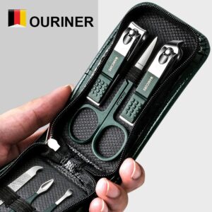 2023 novo 6 pçs conjuntos de manicure de luxo portátil kits pedicure preto brilhante conjunto cortador de unhas ferramentas cuidados pessoais tesoura sobrancelha