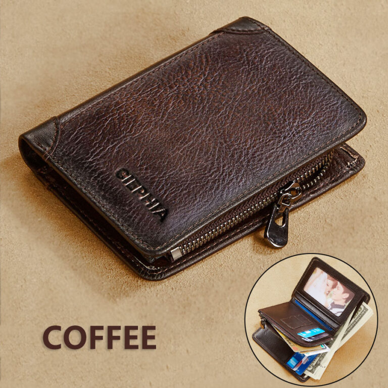 Carteiras de Couro Genuíno para Homens Vintage Curto Multifuncional Bolsa de Negócios com Bloqueio de RFID com Zíper Porta Cartão de Crédito Bolsa de Dinheiro - Image 7