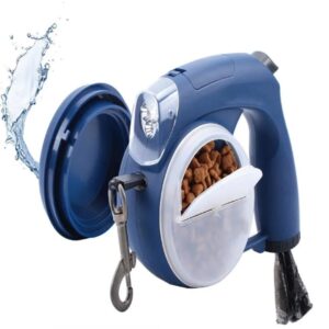 Coleira retrátil para cachorro com luz para caminhada noturna para animais de estimação com bolsa para cocô tigela de água caixa de comida 13 pés coleira forte para cachorro