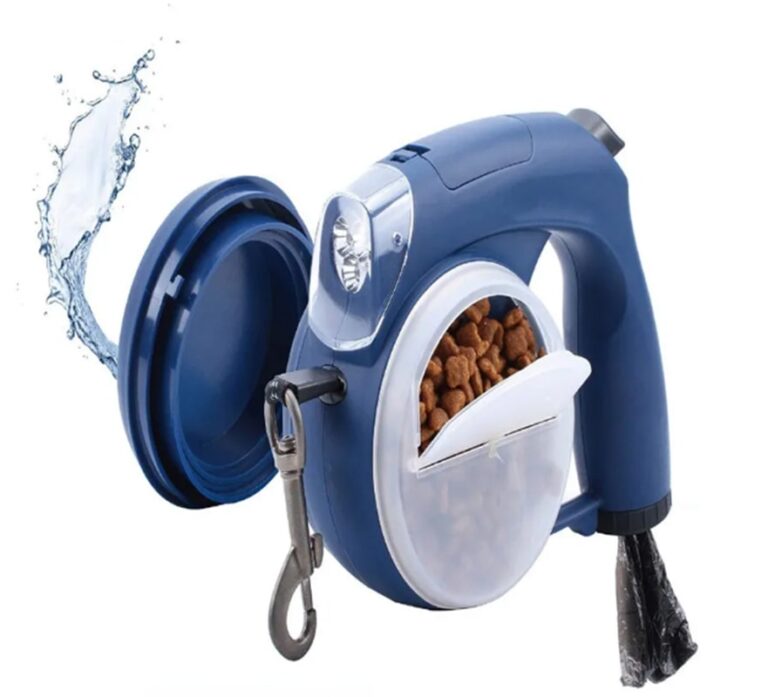 Coleira retrátil para cachorro com luz para caminhada noturna para animais de estimação com bolsa para cocô tigela de água caixa de comida 13 pés coleira forte para cachorro