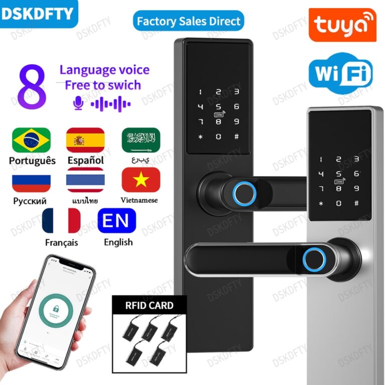Diosso biométrico eletrônico fechadura da porta digital preto inteligente bloqueio tuya app desbloqueio remoto keyless fechadura da porta impressão digital rh05