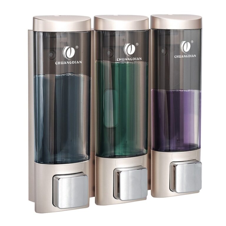 Dispensador de shampoo montado na parede triplo para banheiro chuveiro gel condicionador recipiente de loção transparente garrafa recarregável - Image 11