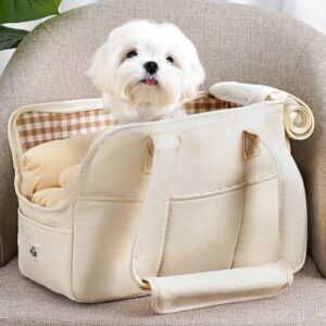 Bolsa portátil para transporte de cães de estimação bolsa de ombro bolsa de viagem para cães pequenos gatos suporte para animais de estimação fácil de transportar branco cinza