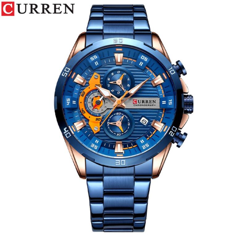 Relógios de aço inoxidável CURREN para homens criativos, mostrador luminoso com cronógrafo, relógios de pulso casuais masculinos - Image 4