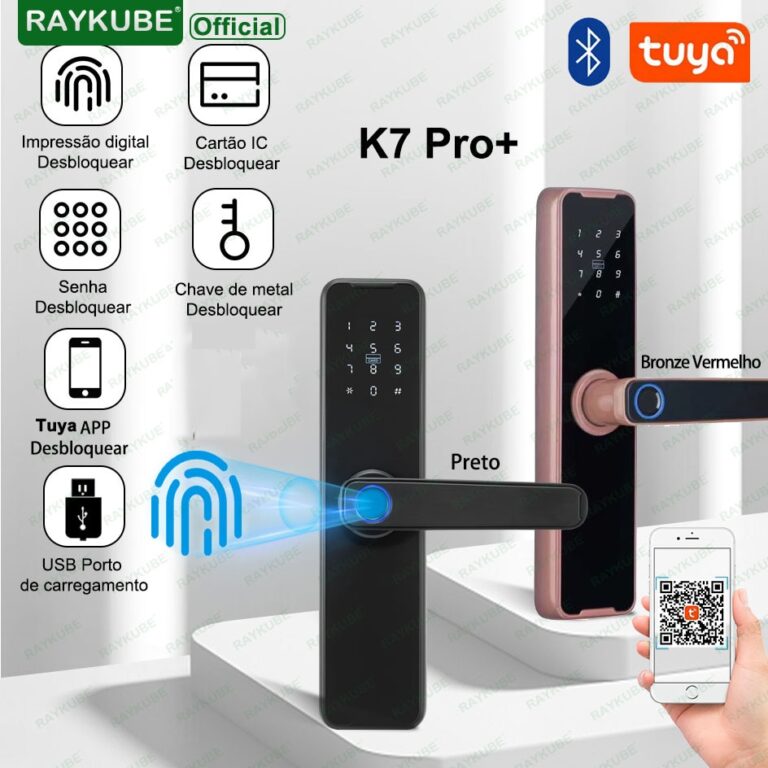 Raykube preto k7 pro + frete do brasil livre de impostos biométrico impressão digital fechadura da porta inteligente bloqueio tuya app desbloquear bloqueio sem chave - Image 14