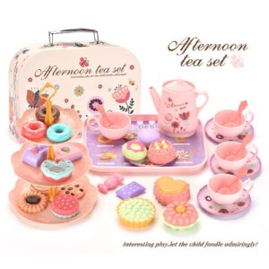 Conjunto de chá de brinquedo para meninas. Conjunto de festa de chá Brinquedos para crianças Meninas Brinquedo de brincar de lanche. Conjuntos de chá da tarde para crianças Brinquedos