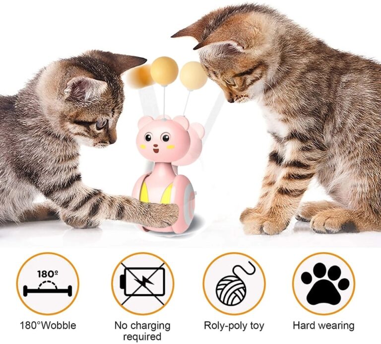 Brinquedos interativos de penas para gatos Pet Bumbler Brinquedo engraçado Brinquedos interativos para gatos Cat Rolling Teaser Brinquedos de varinha de penas Bola giratória - Image 9