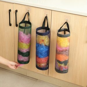 Bolsa de supermercado para cozinha Suporte para casa Suporte para sacola de plástico para montagem na parede Dispensador para armazenamento suspenso Saco de lixo para lixo Organizador de lixo