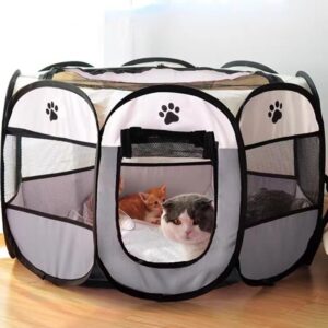 Tenda dobrável portátil para animais de estimação Canil Cerca octogonal Abrigo para cachorros Fácil de usar ao ar livre Operação fácil Gaiolas grandes para cães Cercas para gatos