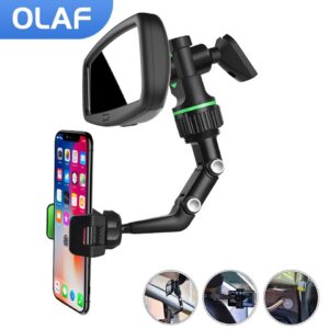 Suporte de telefone para carro multifuncional giratório em 360 graus espelho retrovisor automático assento clipe para pendurar suporte de telefone celular para carro