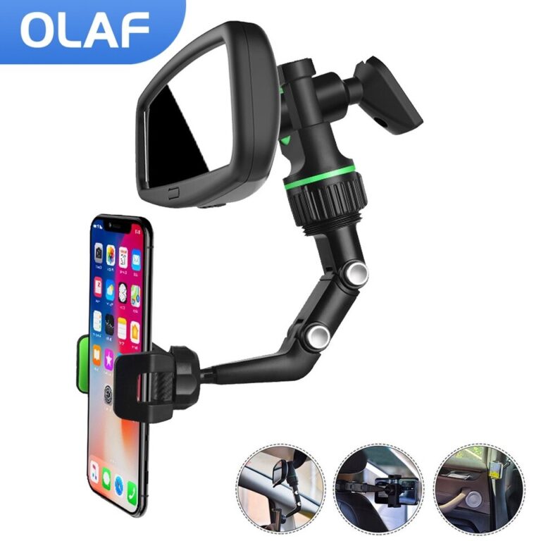 Suporte de telefone para carro multifuncional giratório em 360 graus espelho retrovisor automático assento clipe para pendurar suporte de telefone celular para carro