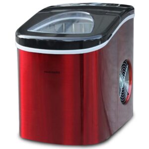 Fabricante de gelo de bancada EFIC117-SS de 26 lb, aço inoxidável vermelho