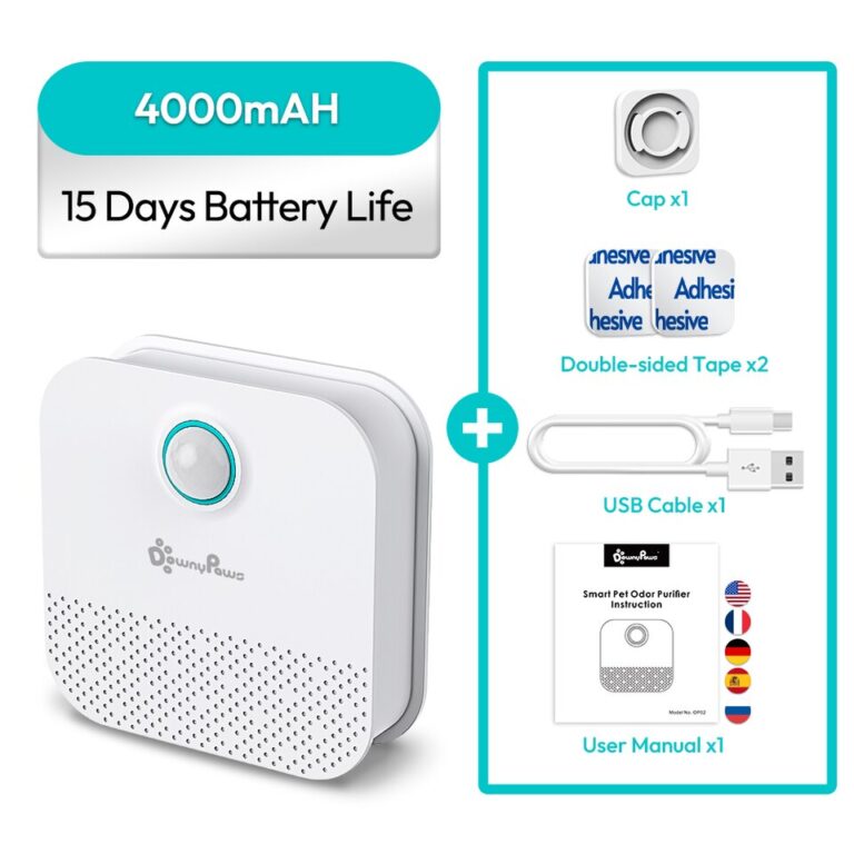 DownyPaws 4000mAh inteligente purificador de odor de gato para gatos caixa de areia desodorizante banheiro de cachorro recarregável purificador de ar desodorização de animais de estimação - Image 6