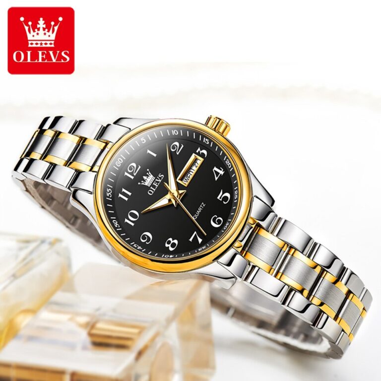 OLEVS 5567 Relógio de quartzo com mostrador preto para mulheres, relógios de aço inoxidável à prova d'água, marca de luxo, moda, vestido feminino, relógio de pulso - Image 9