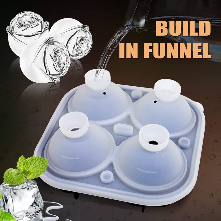 Moldes de gelo rosa 3D de 2,5 polegadas, grandes bandejas de cubos de gelo, fazer 4 gelo em forma de flor gigante e fofo, borracha de silicone divertido grande fabricante de bolas de gelo - Image 6
