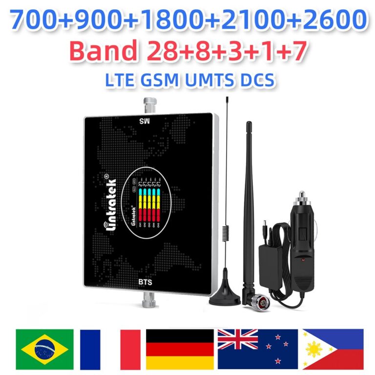 Lintratek uso do carro amplificador celular 5band b20 b3 b8 gsm cdma utms lte impulsionador de sinal 2g 3g 4g 700 800 2600 kit antena repetidor - Image 7