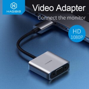 Hagibis hdmi-compatível com adaptador vga 1080p macho para fêmea conversor com porta de alimentação de áudio e vídeo para computador portátil hdtv xbox ps4/5